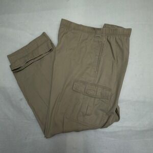 Towncraft Mens Khaki Tan Cargo Pants Elastic Waist Cotton Twill 48W 510-5006